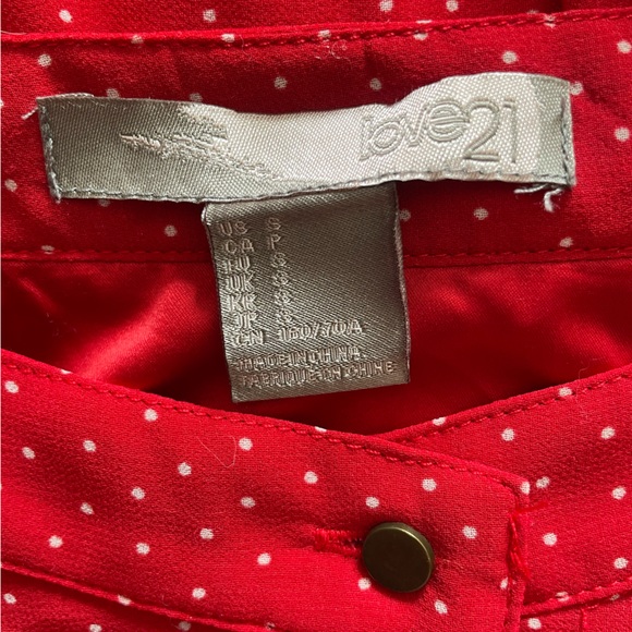 Forever 21 Button-Up Skirt, Red and White Polka Dots, Size S - Picture 5 of 5